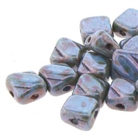 Czech Silky 2-Hole Beads 6x6mm - CZS-03000 -65431 - Chalk Lazure Blue - 25 count