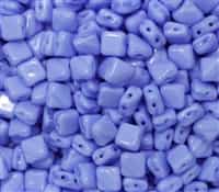 Czech Silky 2-Hole Beads 6x6mm - CZS-34010 - Opaque Milky Blue Coral - 25 count