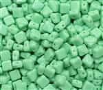 Czech Silky 2-Hole Beads 6x6mm - CZS-53100 - Opaque Mint Green - 25 count