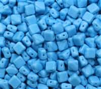 Czech Silky 2-Hole Beads 6x6mm - CZS-63030 - Opaque Turquoise - 25 count
