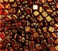 Czech Silky 2-Hole Beads 6x6mm - CZS-90080-14495 - Red Red Luster - 25 count