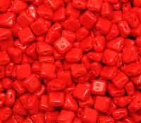 Czech Silky 2-Hole Beads 6x6mm - CZS-93190 - Opaque Red - 25 count