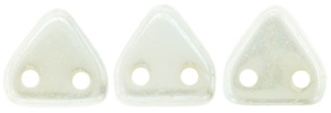 CzechMates Two Hole Trangles 6mm: CZT-L0300 - Luster - Opaque White