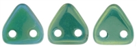 CzechMates Two Hole Trangles 6mm: CZT-LR52060 - Luster Iris - Atlantis Green