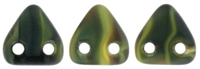 CzechMates Two Hole Trangles 6mm: CZT-M26807 - Matte - Opaque Yellow/Jet - 25 count