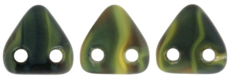 CzechMates Two Hole Trangles 6mm: CZT-M26807 - Matte - Opaque Yellow/Jet - 25 count