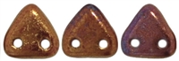 CzechMates Two Hole Trangles 6mm: CZT-R14415 - Bronze Luster Iris - Opaque Red