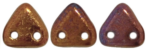 CzechMates Two Hole Trangles 6mm: CZT-R14415 - Bronze Luster Iris - Opaque Red