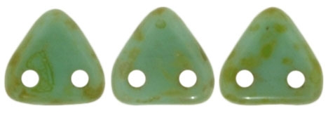 CzechMates Two Hole Trangles 6mm: CZT-T6313 - Opaque Turquoise - Picasso