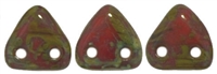 CzechMates Two Hole Trangles 6mm: CZT-T9320 - Opaque Red - Picasso