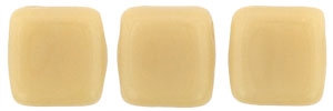 Two Hole Tile 6mm Opaque Light Beige 25 Bead Strand