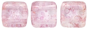 CzechMates Two Hole Tile 6mm Luster - Transparent Topaz/Pink 25 Beads