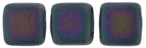 Two Hole Tile 6mm Matte Iris PURPLE 25 Bead Strand
