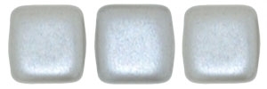 CzechMates Two Hole Tile 6mm - CZTWN06-25028 - Pearl Coat - Silver - 25 Beads