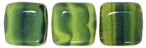 CzechMates Two Hole Tile 6mm Opaque Yellow/Jet 25 Beads