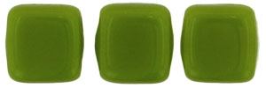 Two Hole Tile 6mm Opaque Olive 25 Bead Strand
