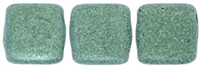 CzechMates Two Hole Tile 6mm - CZTWN06-79051 - Metallic Suede - Light Green - 25 Beads