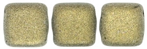 CzechMates Two Hole Tile 6mm - CZTWN06-79080 - Metallic Suede - Gold - 25 Beads