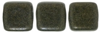 CzechMates Two Hole Tile 6mm - CZTWN06-79082 - Metallic Suede - Dark Green - 25 Beads