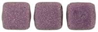 CzechMates Two Hole Tile 6mm - CZTWN06-79086 - Metallic Suede - Pink - 25 Beads