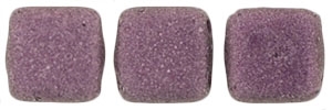 CzechMates Two Hole Tile 6mm - CZTWN06-79086 - Metallic Suede - Pink - 25 Beads