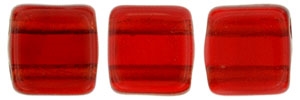 CzechMates Two Hole Tile 6mm Siam Ruby 25 Beads