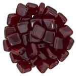 Two Hole Tile 6mm Ruby 25 Bead Strand