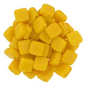 CzechMates Two Hole Tile 6mm Sunflower Yellow 25 Beads