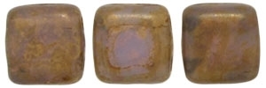 CzechMates Two Hole Tile 6mm - CZTWN06-CT21210 - Mikly Alexandrite - Copper Picasso 25 Beads