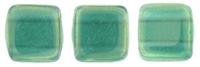 CzechMates Two Hole Tile 6mm - CZTWN06-LR52060 - Luster Iris - Atlantis Green - 25 Beads