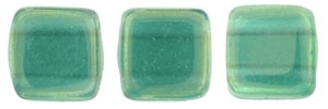 CzechMates Two Hole Tile 6mm - CZTWN06-LR52060 - Luster Iris - Atlantis Green - 25 Beads