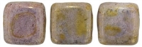 CzechMates Two Hole Tile 6mm Luster- Opaque Gold/Smoky Topaz 25 Beads