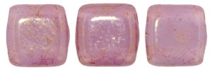 Two Hole Tile 6mm Pink/Topaz Luster - Milky Alexandrite 25 Bead Strand