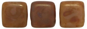 CzechMates Two Hole Tile 6mm - CZTWN06-T12010  - Brown Caramel - Picasso - 25 Beads