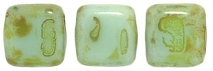 CzechMates Two Hole Tile 6mm Picasso - Opaque Pale Turquoise 25 Beads