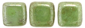 CzechMates Two Hole Tile 6mm - CZTWN06-TL53200 - Honeydew - Luster Picasso - 25 Beads