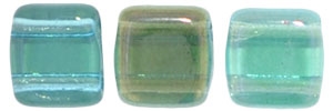 CzechMates Two Hole Tile 6mm - CZTWN06-W6002 - Twighlight - Aquamarine - 25 Beads