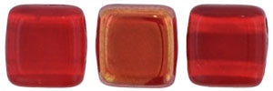 Two Hole Tile 6mm Twilight Siam Ruby 25 Bead Strand