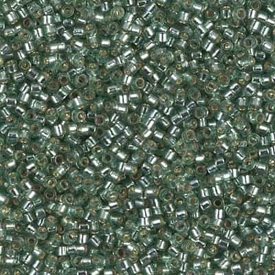Miyuki Delica Seed Beads 5g 11/0 DB2165 Duracoat Silver Lined Dyed Silver Sea Green