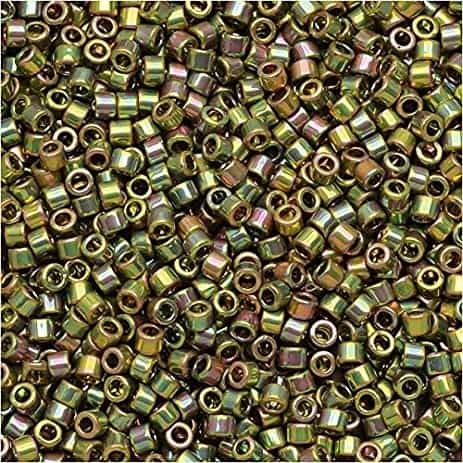 Miyuki Delica Seed Beads 1g 11/0 DB0508 24 Kt Lt Green Gold Plated