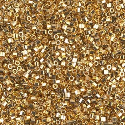 Miyuki Delica Seed Beads 1g DBH0031 HEX 24 Kt Gold Plated