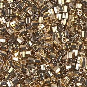 Miyuki Delica Seed Beads 8/0 DBLH0034 Hex 18 Kt Gold Plat