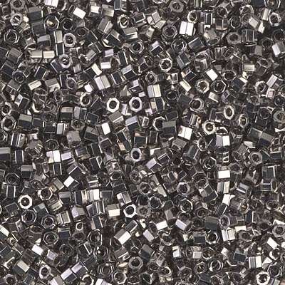 Miyuki Delica Seed Beads 5g DBMH0021 Hex M Dark Nickel Sil