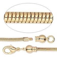 Dione Easy-On Chain - Gold-Plated Brass - 2.6mm Snake - 20 inches long - Sold Individually