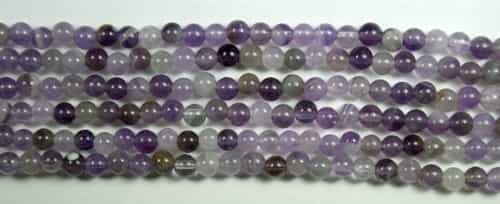 4mm Round Dog Teeth Amethyst - 8 in strand