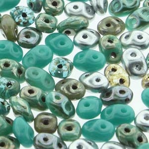 DU05MIX105 - SuperDuo 2.5X5mm  African Turquoise Mix - 8 Grams