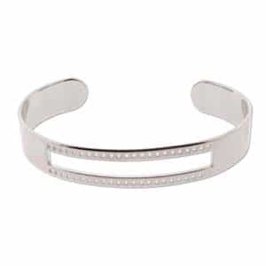 EC003RP - Rhodium Plated Centerline Cuff - 5.5 inch Diameter - Raw Brass Bracelet Bangle - 3/4 Inch - ID 66.5mm