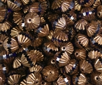 Fluted Firepolish 9mm : FFP9-B3009 - bronze - Cobalt - 2 Beads