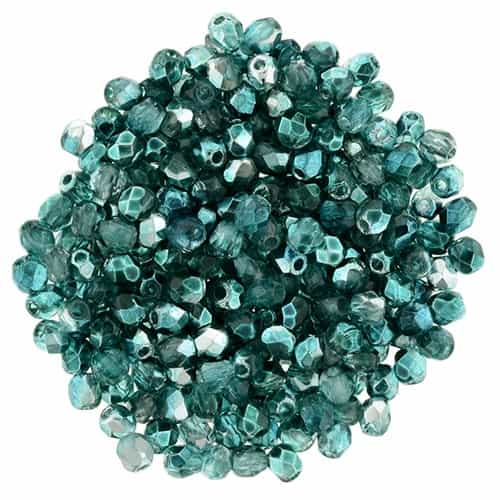 FP2-K5513 - Firepolish 2mm : Mirror - Teal - 25 pieces