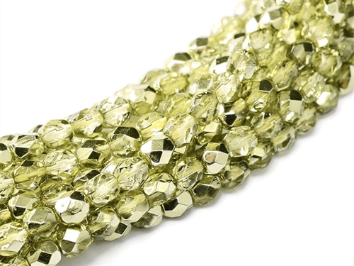 Firepolish 4mm: FP4-00030-67813 - Crystal Lime Metallic Ice - 25 pieces